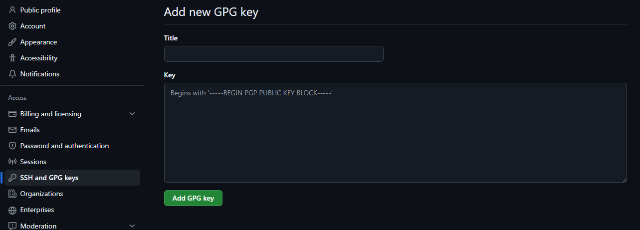 Adding Public Key in GitHub